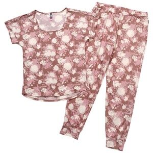 Vince Camuto Short Sleeve Streaks Joggers Pajama Set